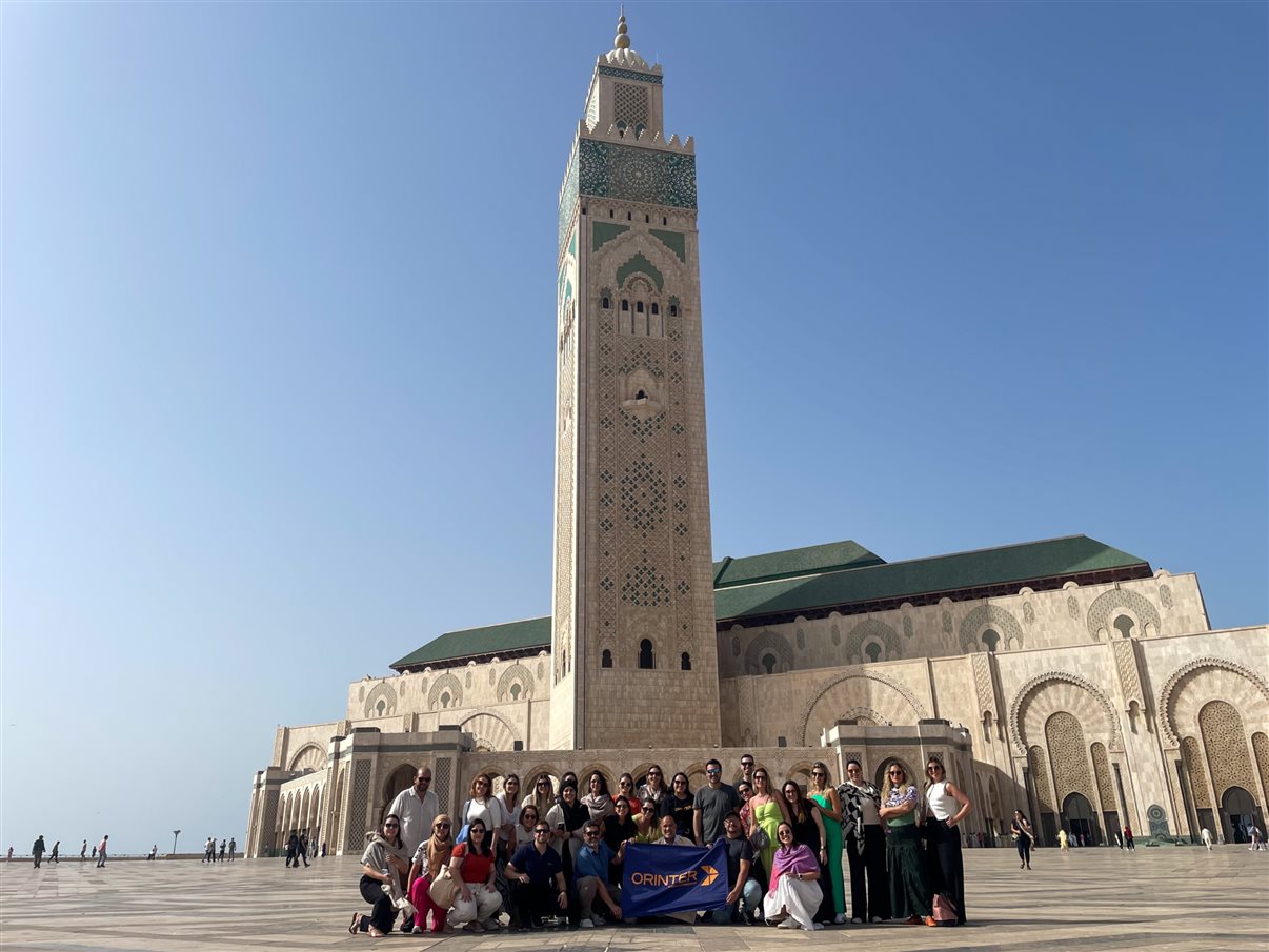 A principal parada no dia da viagem da Orinter foi na mesquita Hassan II, em Casablanca