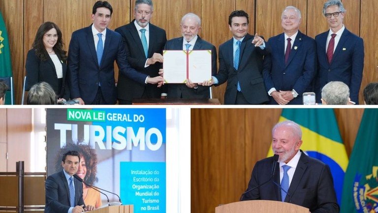 Cerimônia no Palácio do Planalto marcou a sanção da nova Lei Geral do Turismo e a validação de acordos com a ONU Turismo