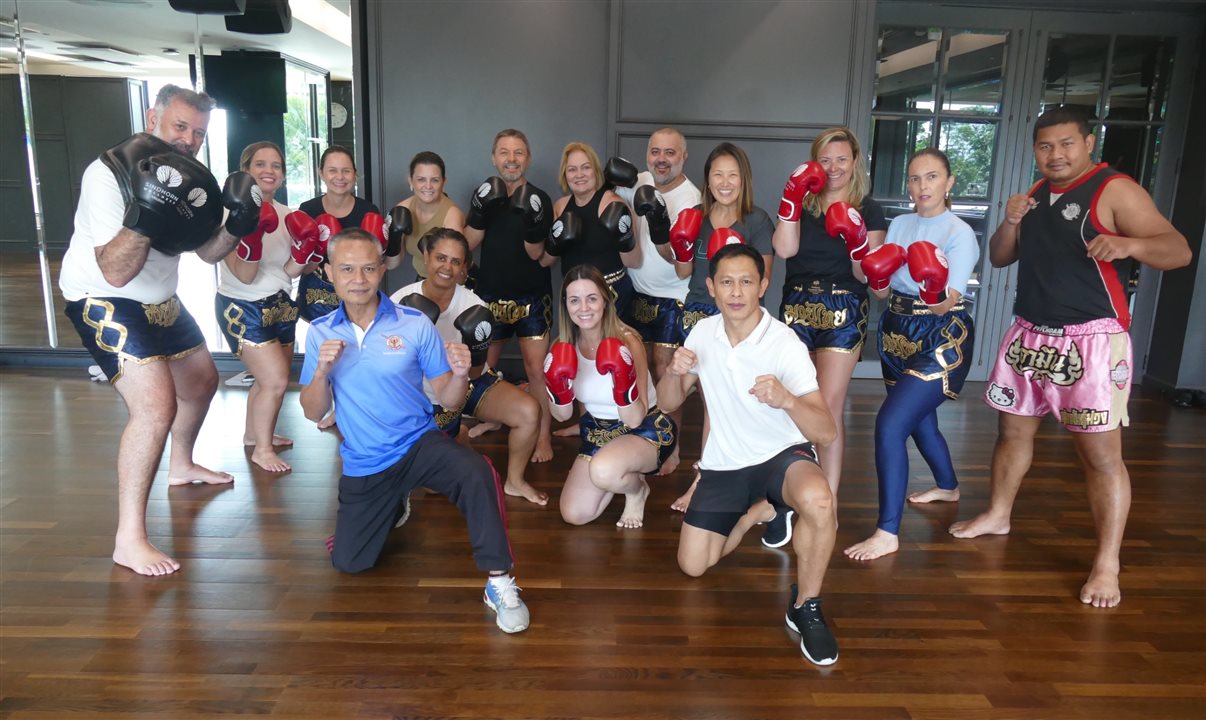 Top Sellers da Visual Turismo participam de aula de muay thai no Sindhorn Kempinski Hotel, em Bangkok