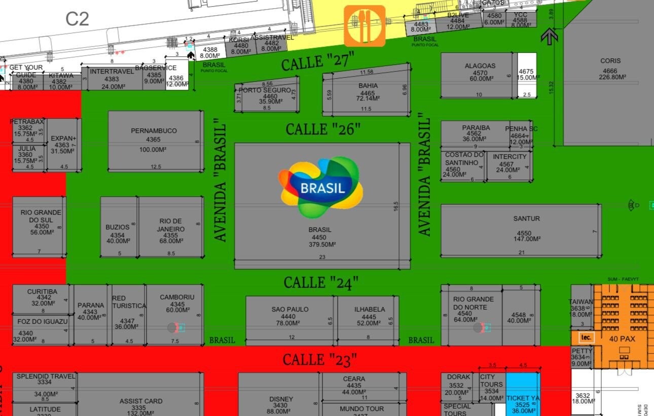 Planta do Pavilhão Brasil na FIT 2024