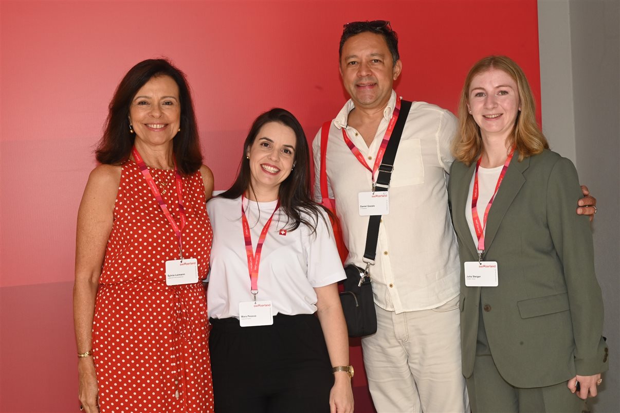 Fabien Clerc, do Turismo da Suíça, Ana Cristina Vilaça, da Fórmula Turismo, e Pedro Camara, da Portfolio Travel