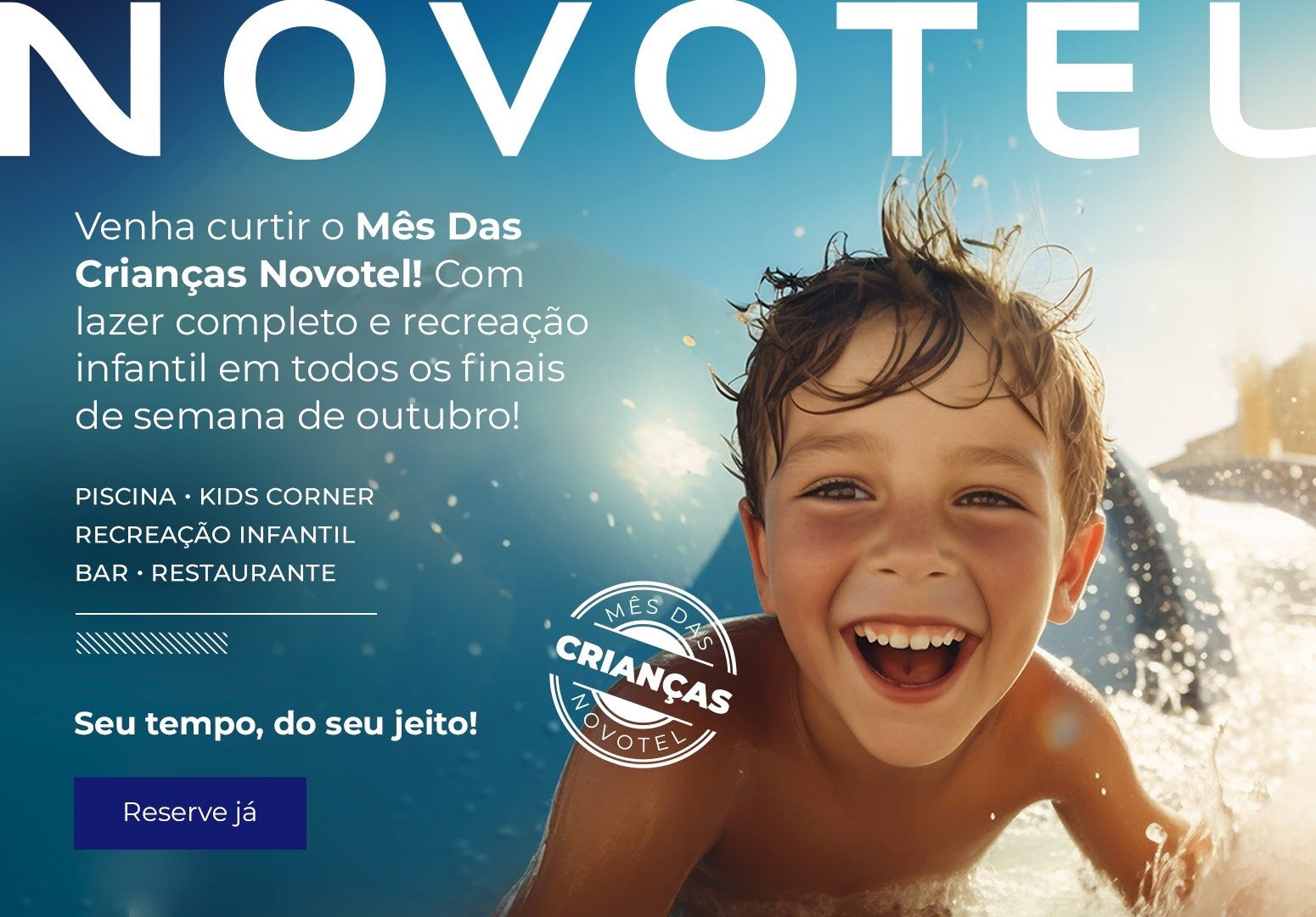 Os pacotes de Day Use, em celebração ao Dia das Crianças, oferecem livre acesso às áreas de lazer e recreação dos hotéis como piscina, spa, quadras, espaços kids e de jogos