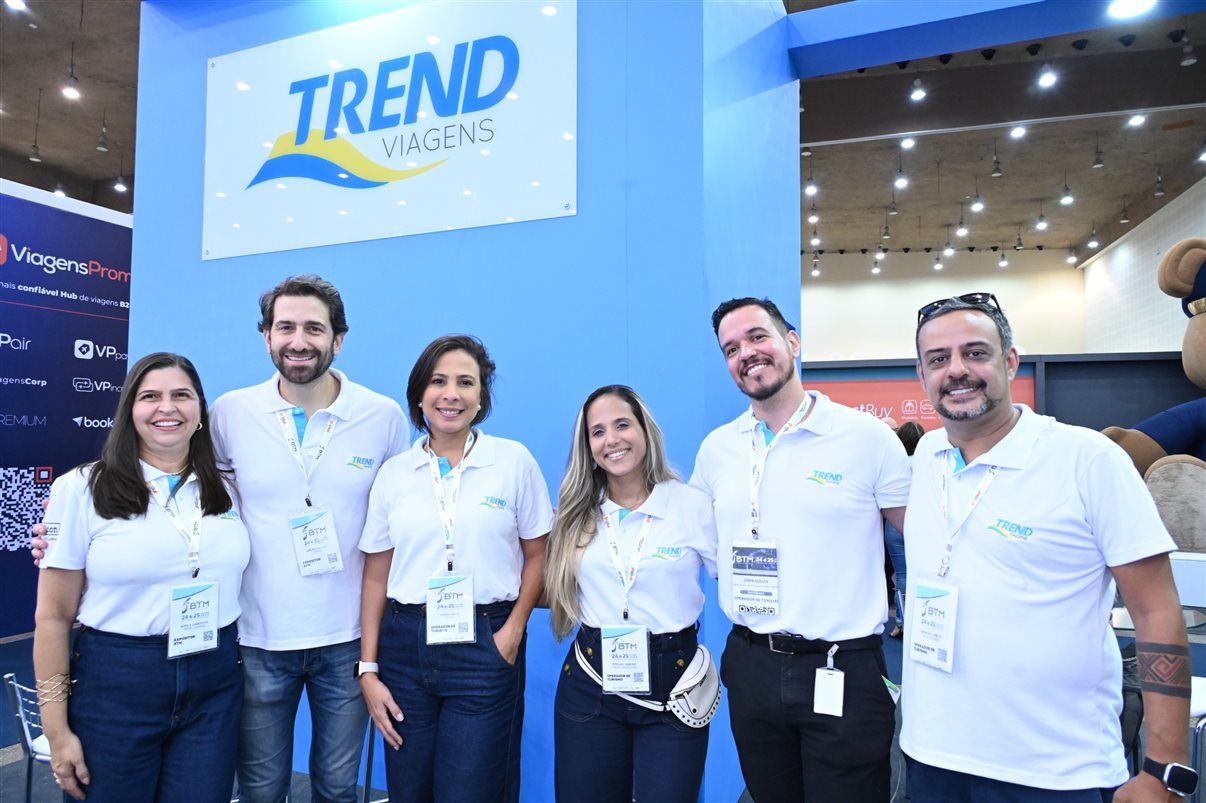 Sheila Landulfo, Bruno Heleno, Cássia Velle, Stefany Ribeiro, John Souza e Gerson Loreto, da Trend Viagens