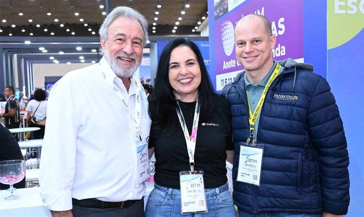 Celso Guelfi, da GTA, Claudia Brito, da Coris, e José Guilherme Alcorta, da PANROTAS