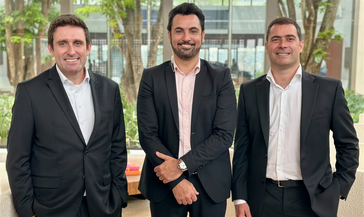 Fabio Camargo (CEO), Tiago Grandizoli (head de Vendas e Distribuição) e Lucas Lorenzato (CFO), do Terminal BTG Pactual