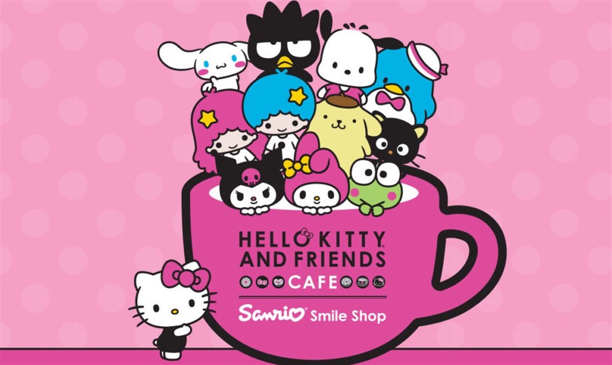 O Hello Kitty and Friends Cafe e a Sanrio Smile Shop estão localizados um ao lado do outro no Universal CityWalk