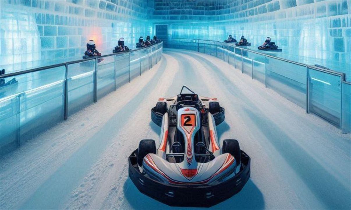 Já a pista de ice kart – que mistura a tradicional pista de kart com gelo – será a primeira inaugurada na América Latina