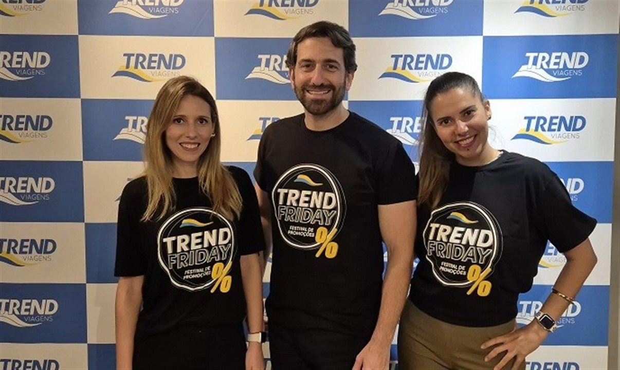 Noah Brito, Bruno Heleno e Fernanda Paranhos, da Trend Viagens