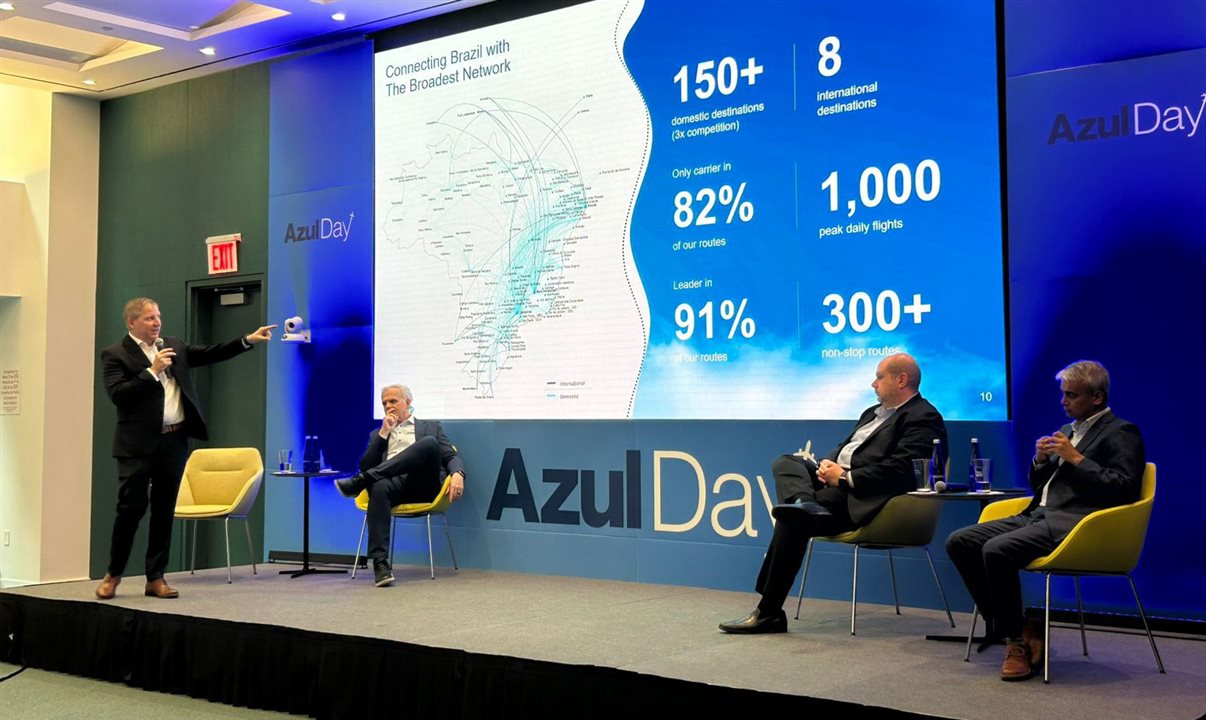 John Rodgerson, CEO da Azul, apresenta resultados da companhia aérea durante o Azul Day