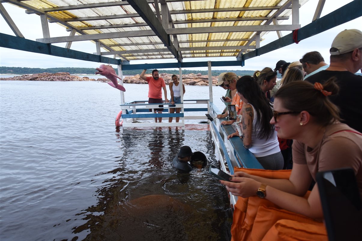 Mais uma vez, os participantes da viagem foram divididos em quatro grupos. Cada um deles em uma barco