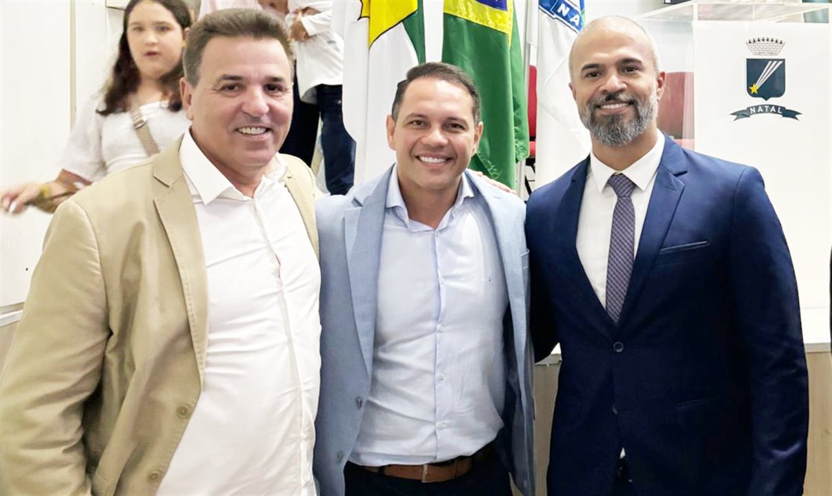 Deputado Luiz Eduardo, vereador eleito Kléber Fernandes e o novo secretário de Turismo de Natal, Sanclair Solon