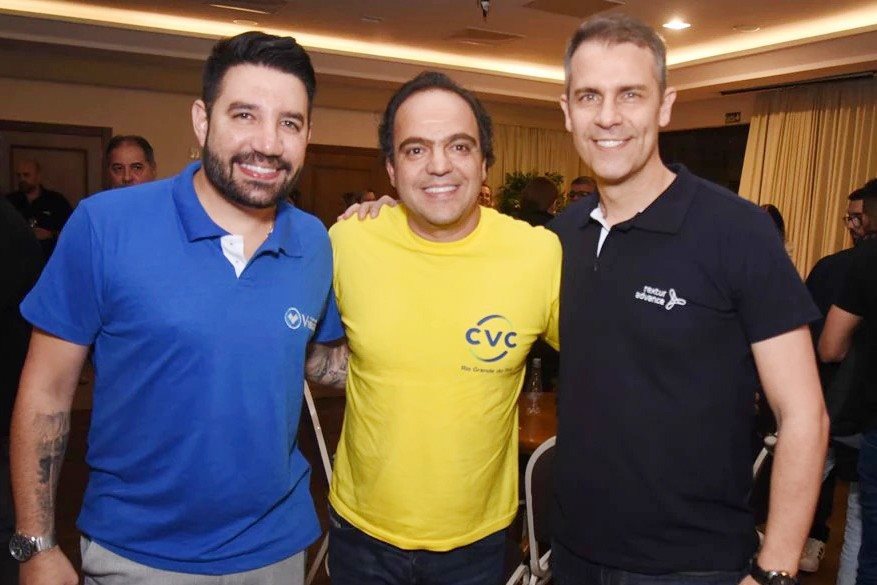 Hugo Lagares, Fabio Godinho e Marvio Mansur, da CVC Corp