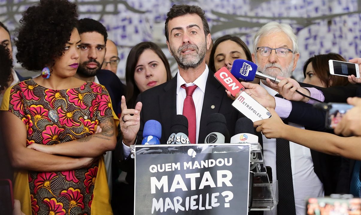 Marcelo Freixo, em uma das coletivas de imprensa sobre o caso Marielle Franco