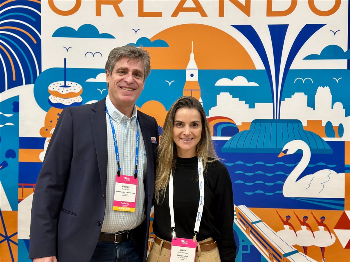 Patrick Yvars, do Visit Orlando, e Thais Machado, da Frt