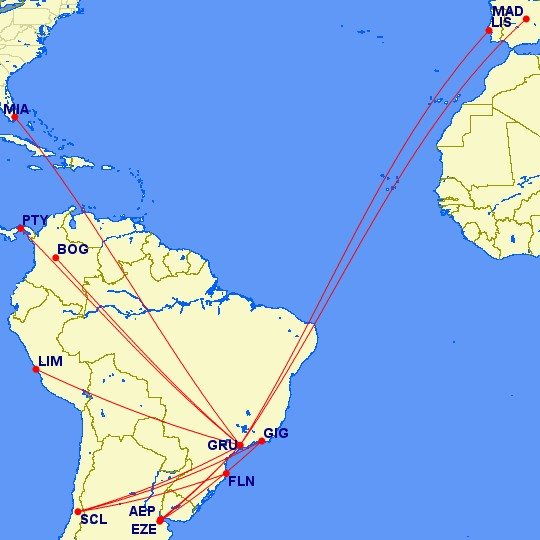 O relatório também compilou as rotas internacionais mais movimentadas do Brasil no ano passado