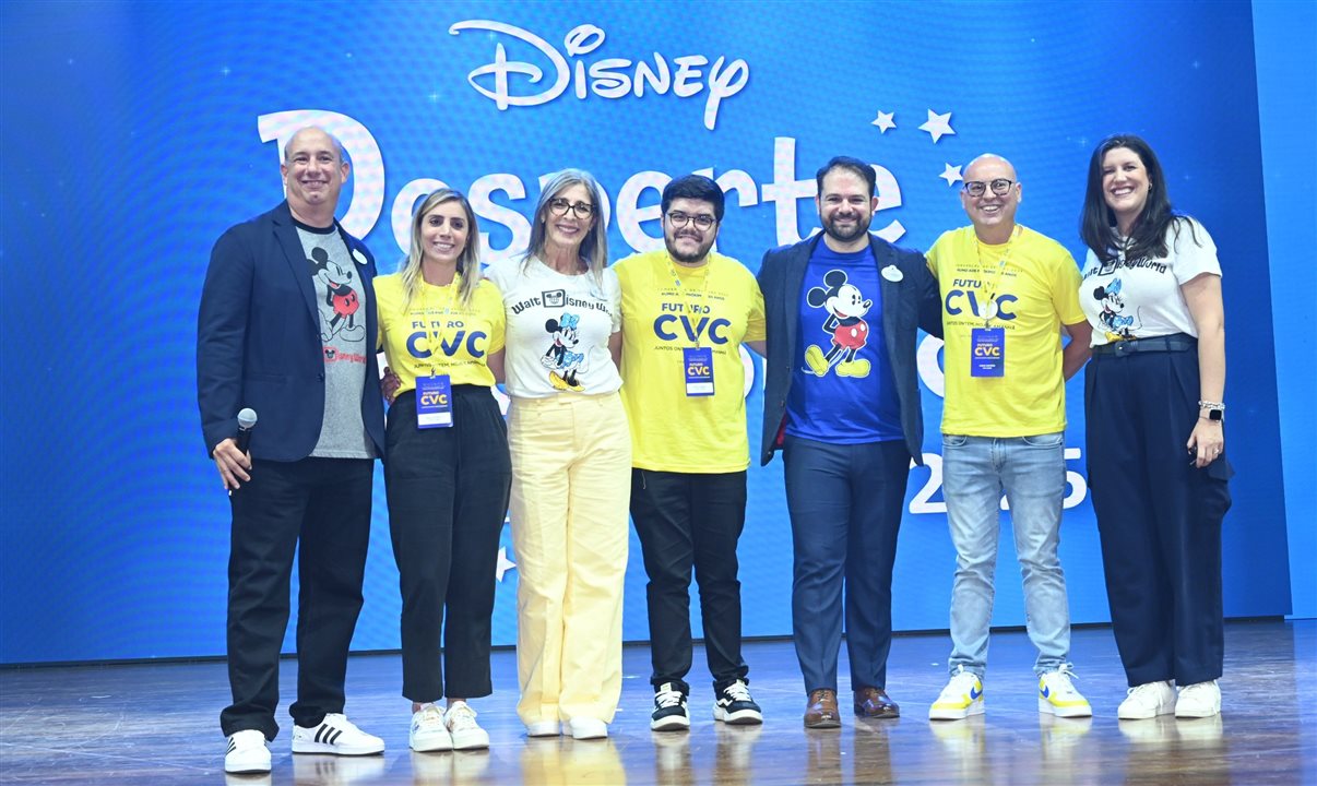 Alexander Haim, da Disney Destinations, Paula Rorato, da CVC Corp, Deborah Baldin, da Disney Destinations, Paulo Biondo, da CVC Corp, Alejandro Flores, da Disney Destinations, Fabio Mader, da CVC Corp, e Bruna Bertozzo, da Disney Destinations