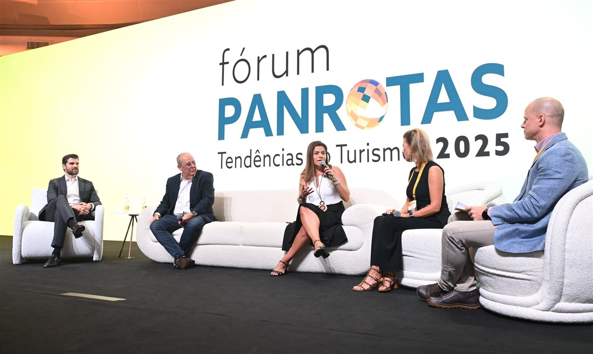 André Sena, da Accor, ELbert Leonardo, da ClickBus, Daniela Araujo, da Decolar, Marina Gouvêa, da Primetour, e José Guilherme Alcorta, da PANROTAS