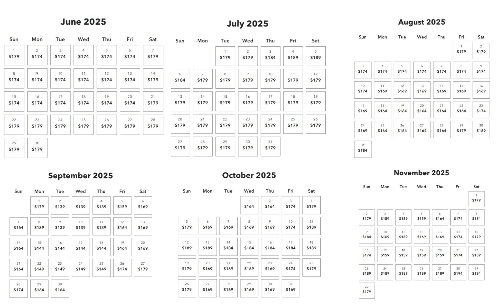 Calendário de ingressos e preços