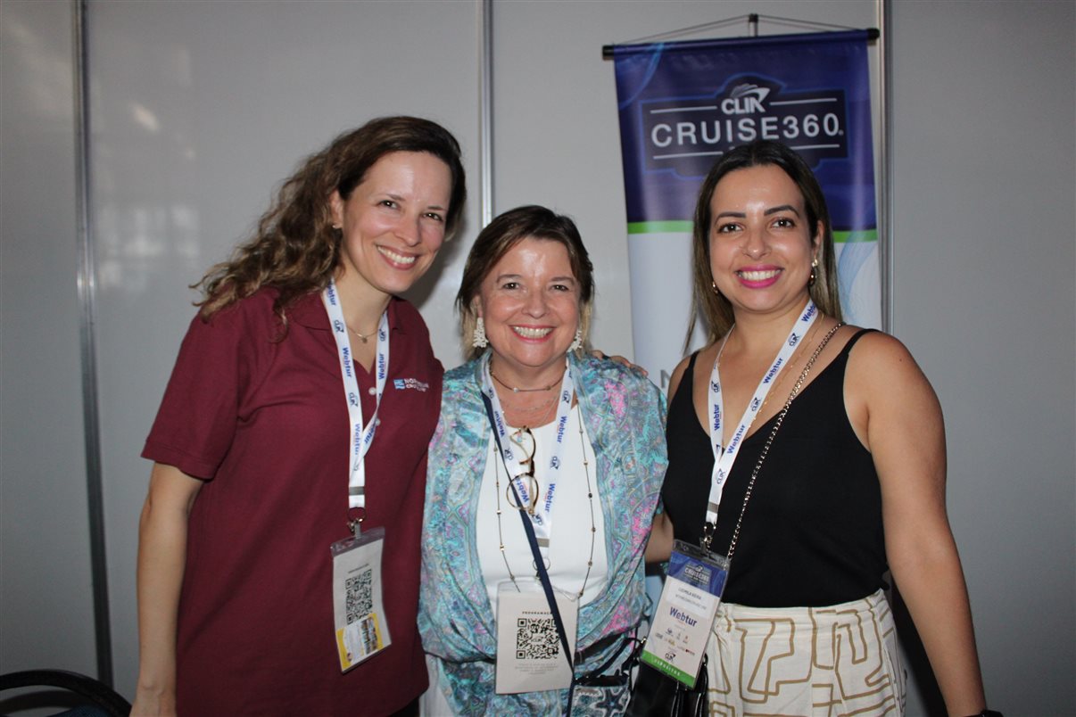 Thaís Heringer, Estela Farina e Ludmila Vieira, da Norwegian Cruise Line