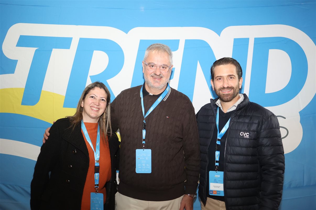 Paula Rorato, da CVC Corp, Pedro Ribeiro, do Vila Galé, e Bruno Heleno, da Trend