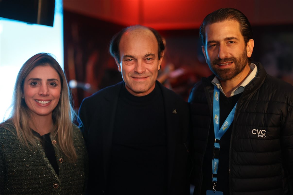 Paula Rorato, da CVC Corp, Pedro Ribeiro, do Vila Galé, e Bruno Heleno, da Trend