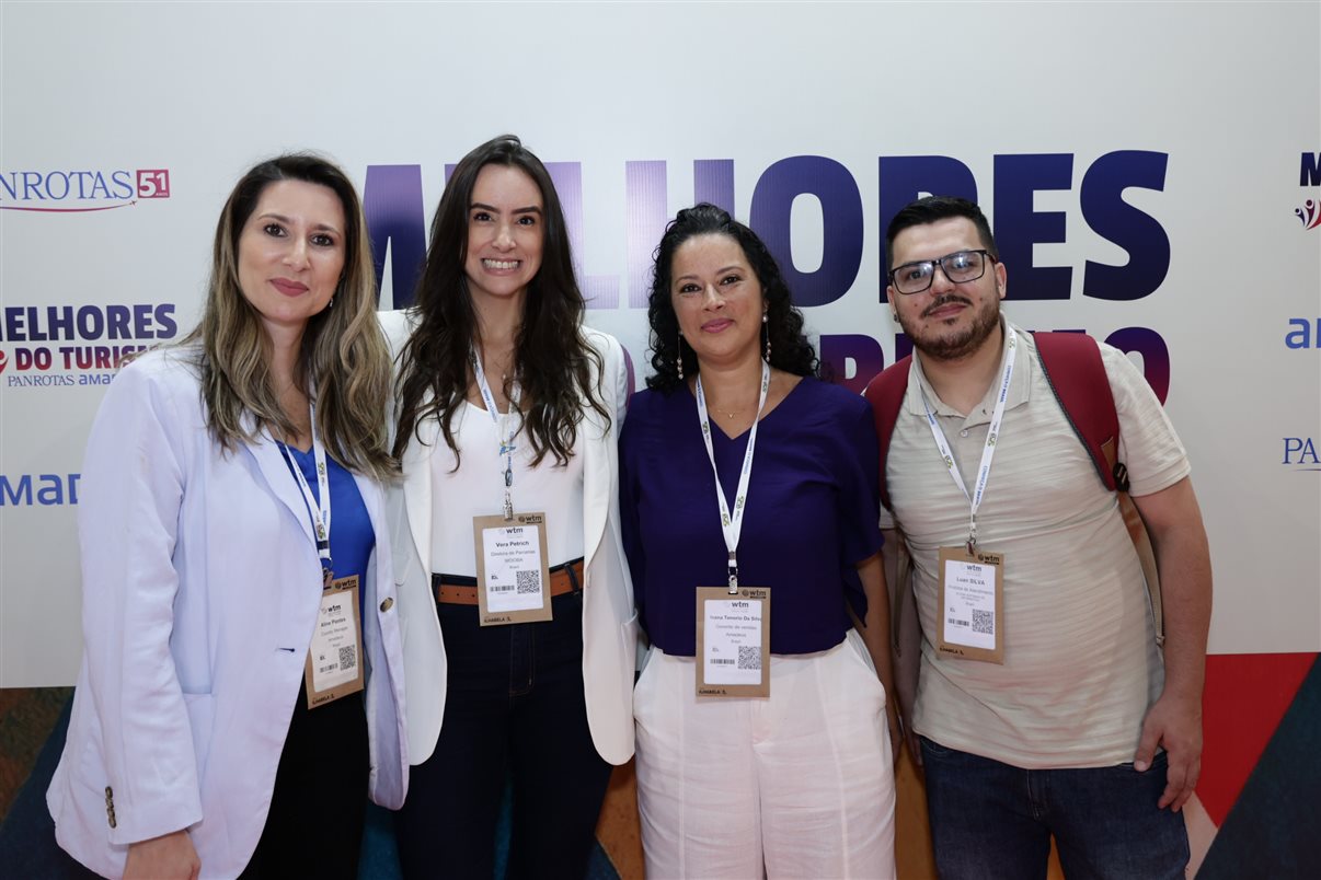 Gabriel Freitas, da Avis, Juan Taiano, da Terrawind, Laura Ventura, Edson Ventura e André Herculano, da Avis 