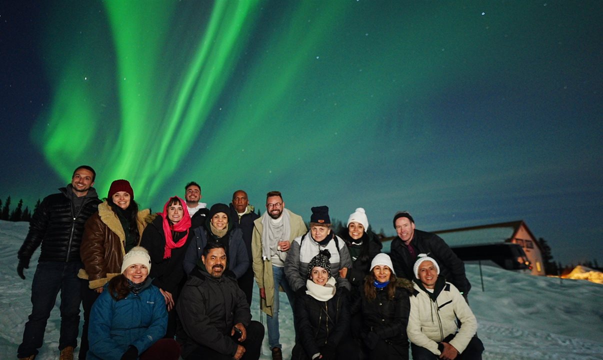 Grupo do itinerário do Alasca teve a chance de ver aurora boreal, em Fairbanks