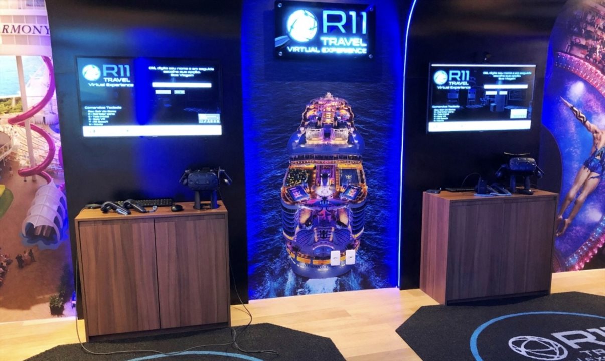 Espaço de realidade virtual da R11 Travel permite conhecer navios distribuídos pela companhia no Brasil
