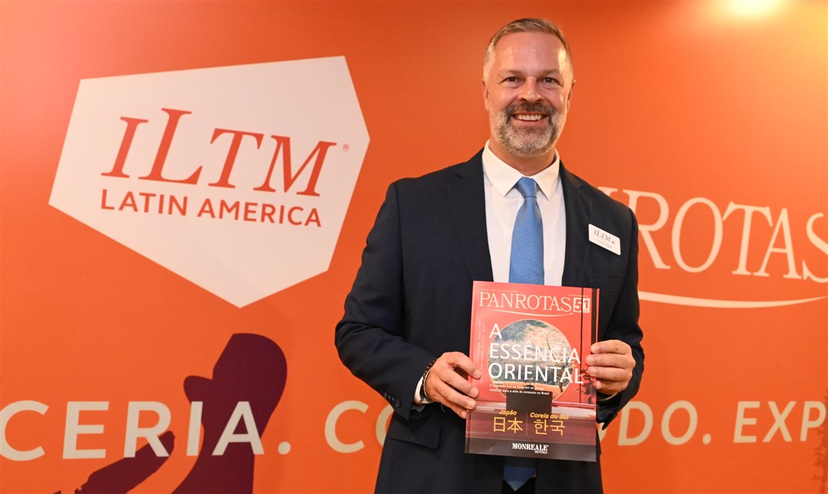 Simon Mayle, diretor da ILTM Latin America, com a Revista PANROTAS feita para a feira de Turismo de luxo. Leia na íntegra ao fim desta notícia