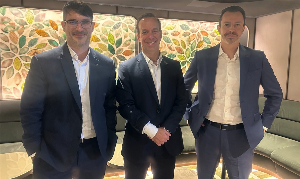 Ignacio Palacios, Adrian Ursilli e Eduardo Simões, da MSC Cruzeiros