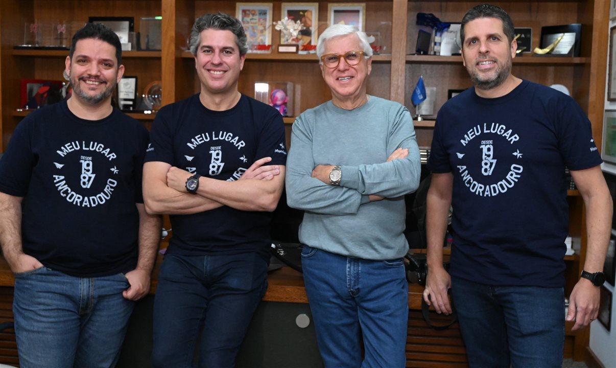 Rafael Tobias, diretor da Mondiale, Jaurez Neto, sócio diretor do Grupo Ancoradouro, Juarez Cintra, fundador do Grupo Ancoradouro, e Daniel Castanho, diretor comercial do Grupo Ancoradouro