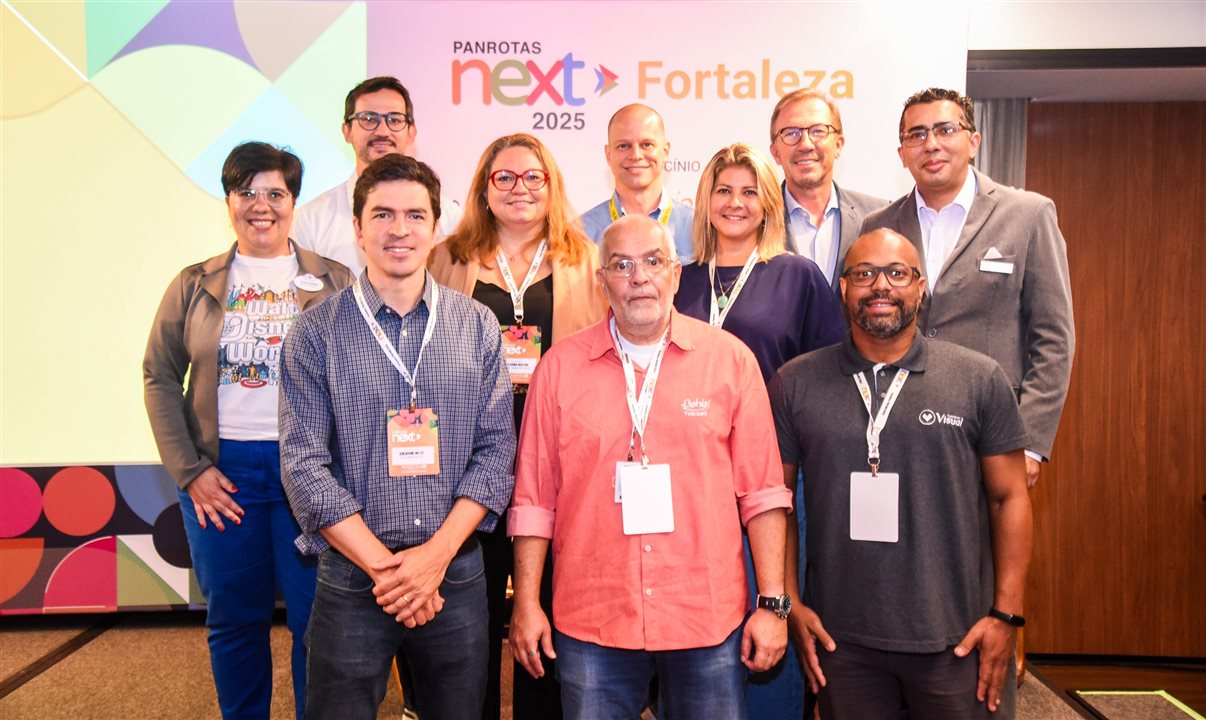 Juliana Belloti, da Disney Destinations, Ewerton Araújo, da ClickBus, guilherme Dietze, da FecomercioSP, Catarina Martins, do Gran Marquise, Luiz Castro, da Secretaria de Turismo da Bahia, José Guilherme Alcorta, da PANROTAS, Fernanda Passos, do Turismo de Curaçao, Philippe Godefroit, do Gran Marquise, Maurício Anias, da Visual Turismo, e Rogério Santos, do Gran Marquise