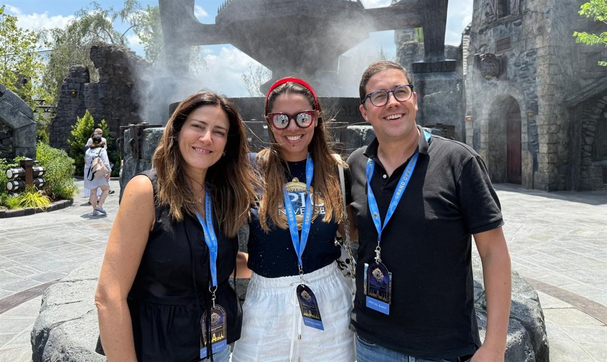 Fernanda Paranhos, da Trend, entre Gabriella Cavalheiro e Martim Diniz, da Universal