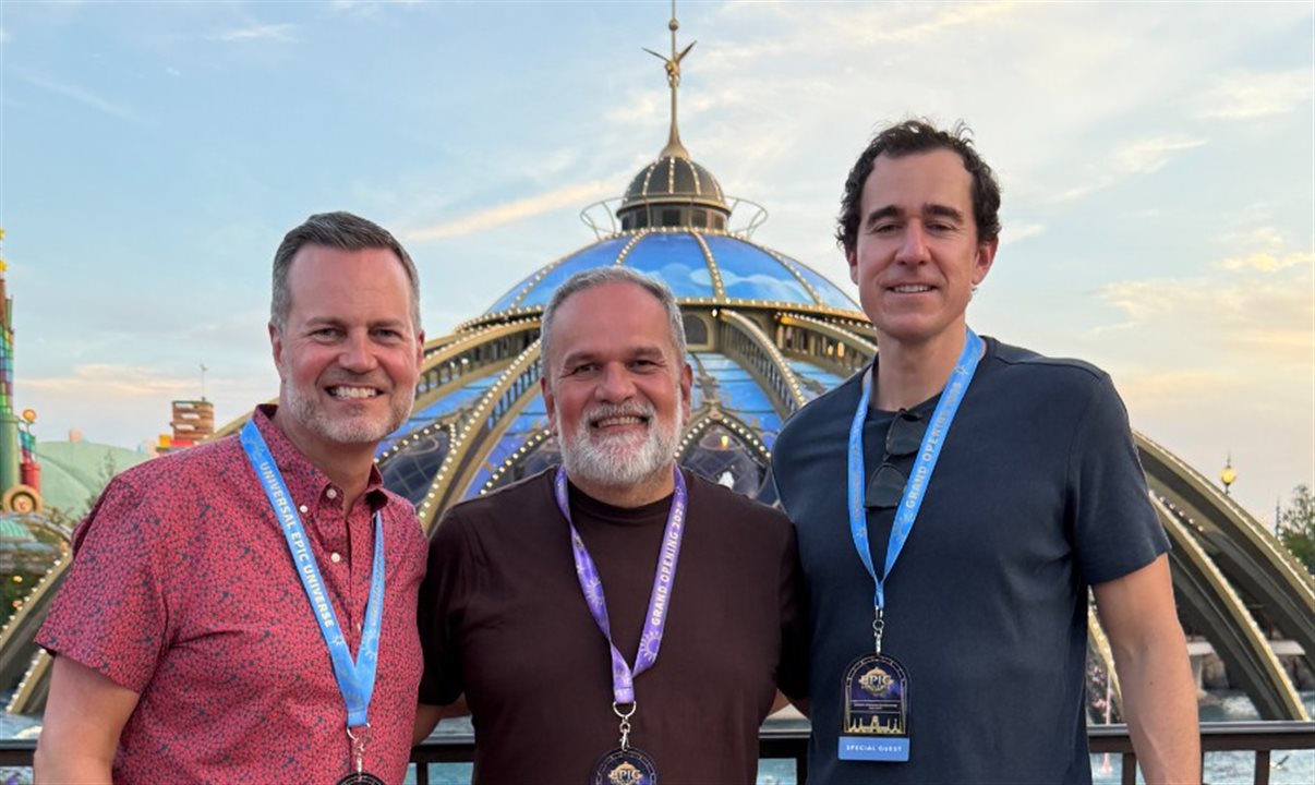 Fred Dixon, CEO e presidente da Brand USA, Mike Gallagher, fundador do CityPass, e Artur Luiz Andrade, da PANROTAS