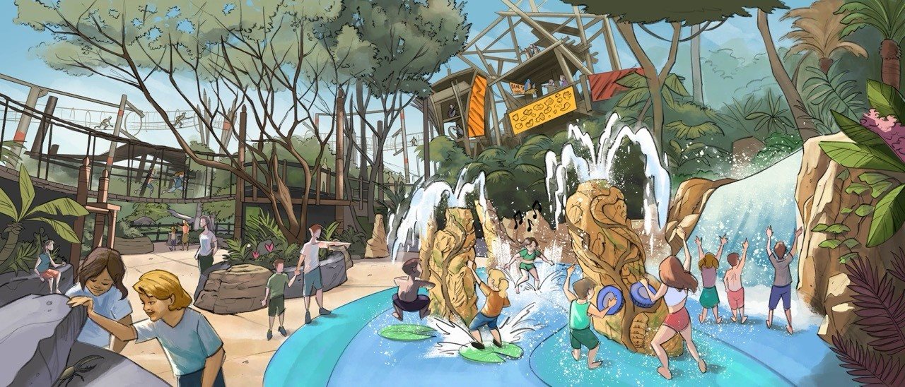 Enchanted Falls é um playground molhado com fontes e jatos de água
