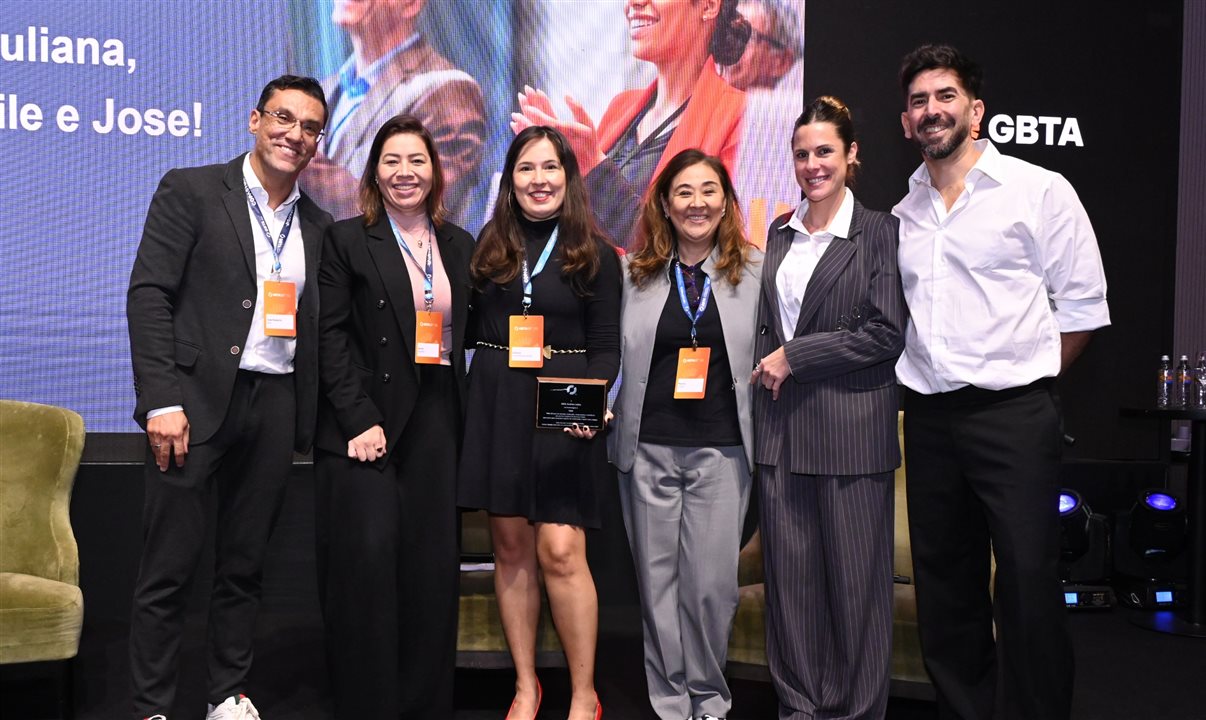 José Fonseca, da Merck, Jamile Martins, da Braskem, Juliana Ferreira, da Volkswagen, Marina Shimada, da Honda, com Candela Fernández e Daniel Duarte, da GBTA