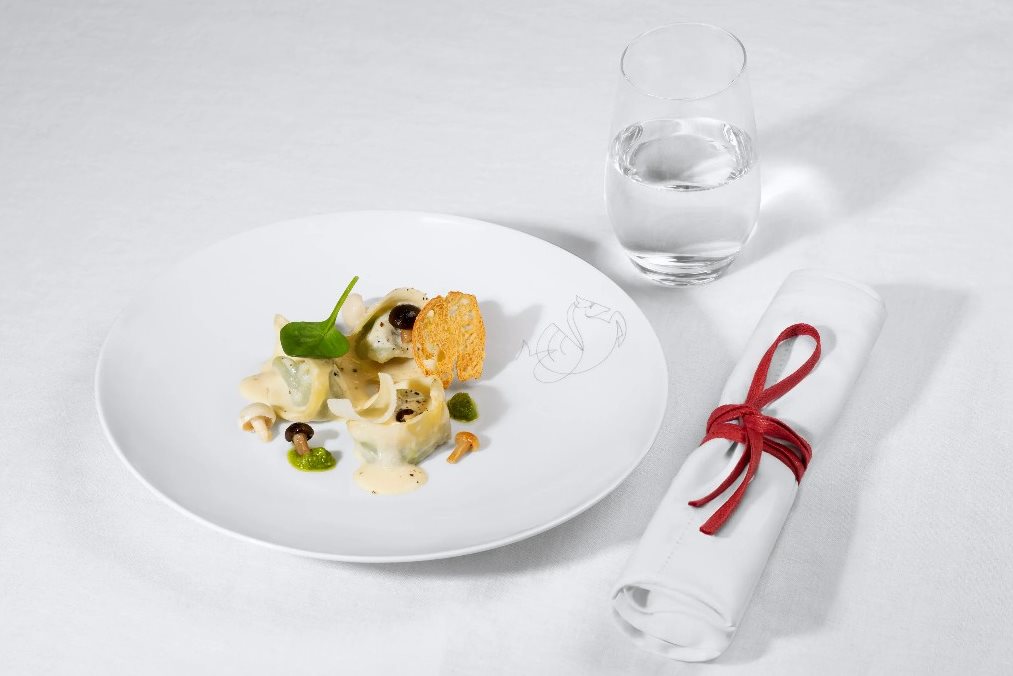 .Prato do menu exclusivo da cabine La Première, da Air France