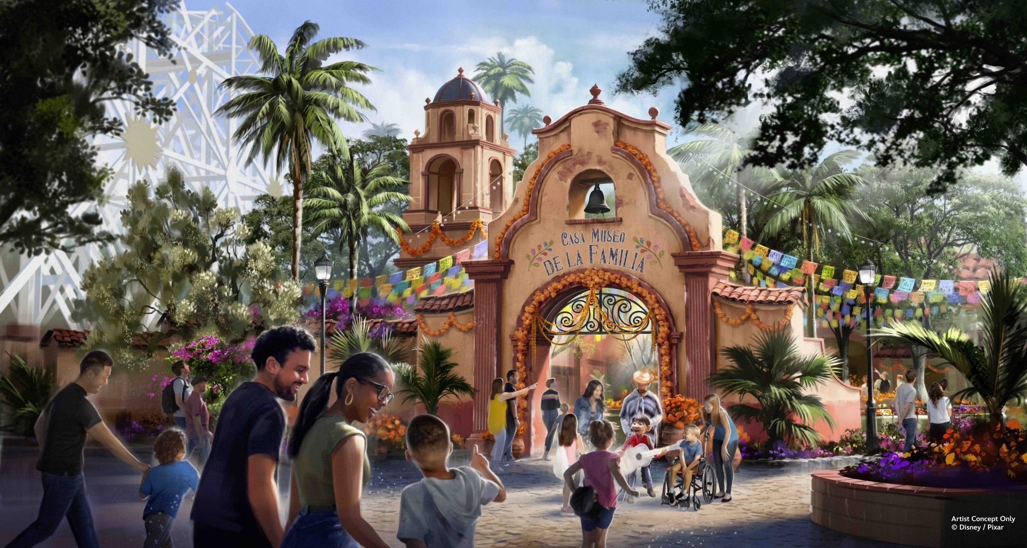 Nova atração temática de Coco, sucesso da Pixar, será construída nas proximidades de Paradise Gardens Park e Pixar Pier