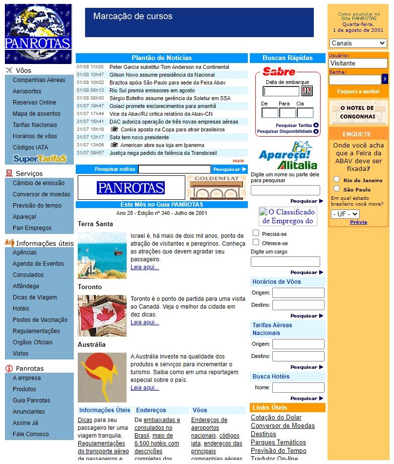 Versão 2000 do Portal PANROTAS, quando tudo começou