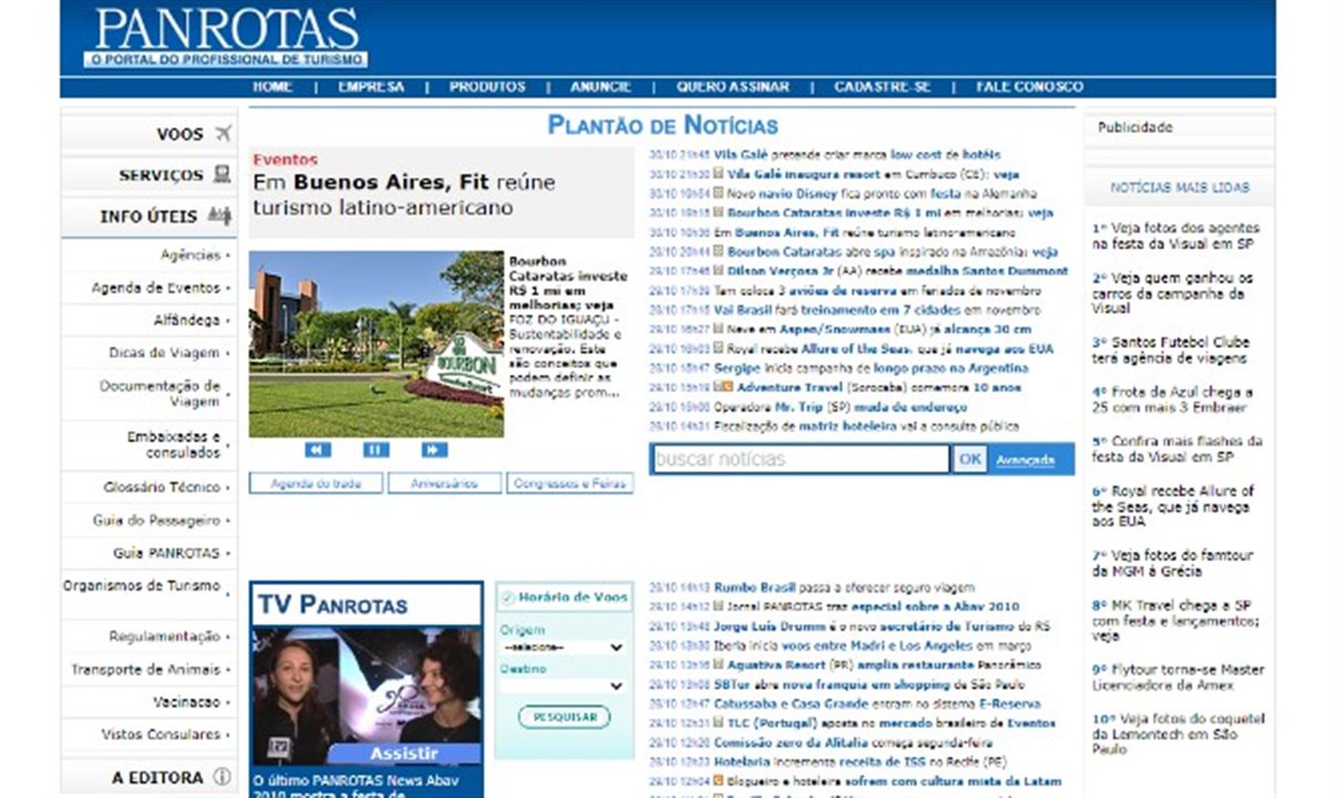Portal PANROTAS em 2009