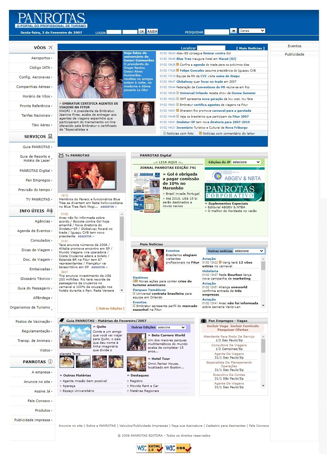 Portal PANROTAS em 2006
