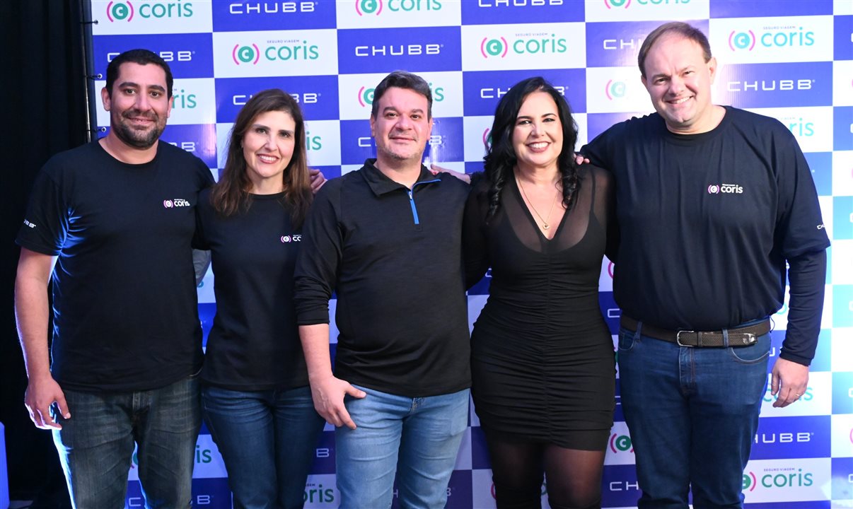 Leandro Adam e Helena Cunha, da Chubb, Luiz Gustavo e Claudia Brito, da Coris, e Claudio Oliveira, Chubb