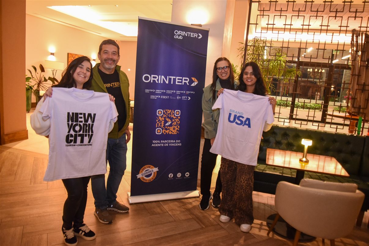 Lia Hirakawa Cruz, do Visit Miami, ao lado de Jorge Souza, da Orinter