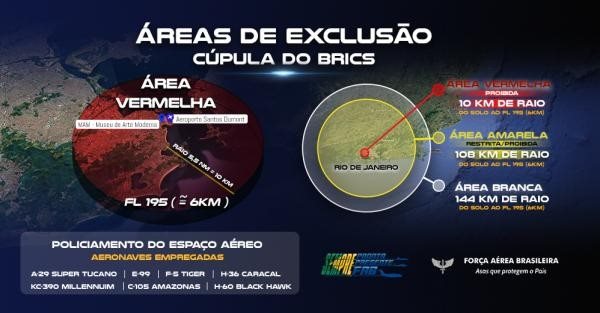 A circular estabelece três áreas de exclusão aérea sobre a região da Área de Controle Terminal do Rio de Janeiro