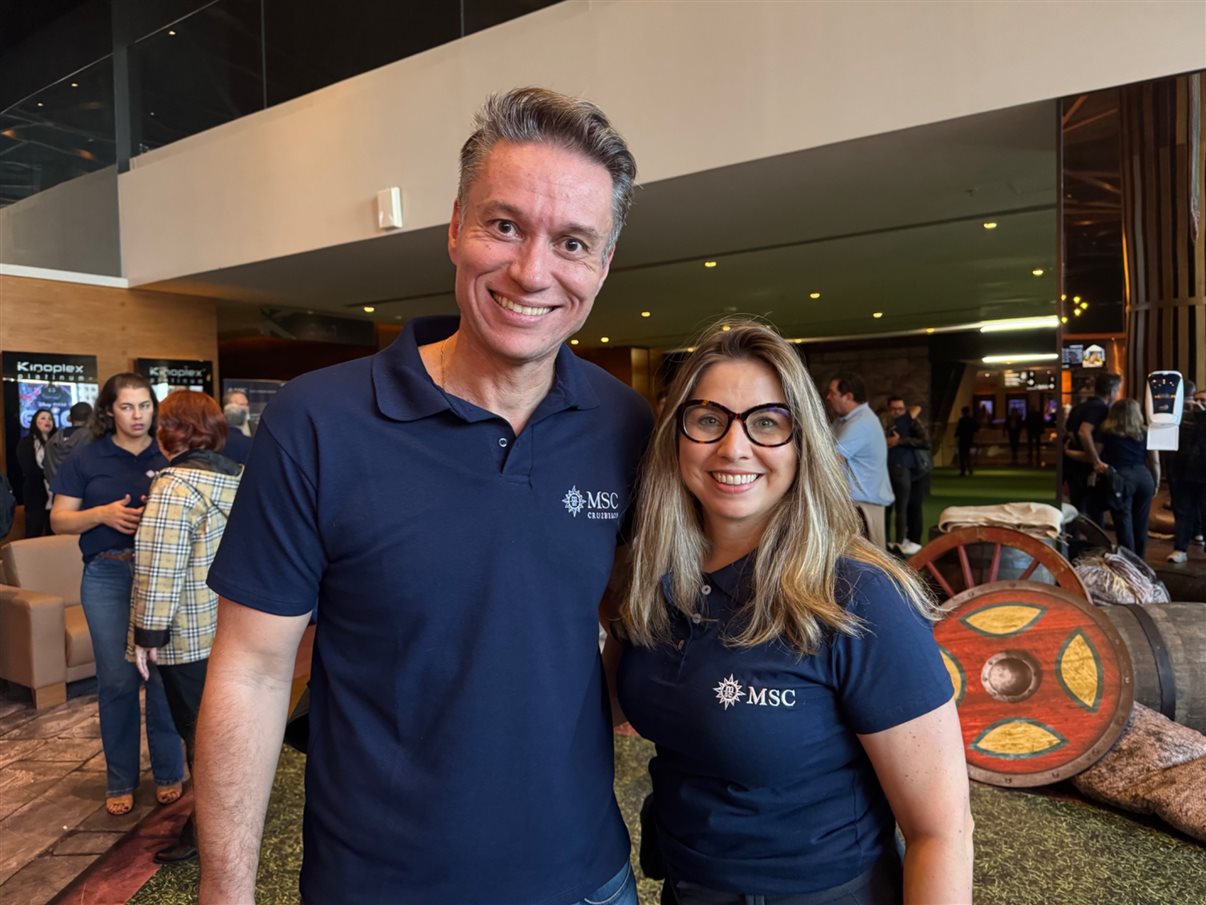 Pedro Silva, da MSC, Juliana Freitas, do Conexão Vip, Renan Uzeloto, du Uzeloto Tur, Juliana Lombardi, da JL Tour, e Fabrício Pereira, da Bless Turismo 