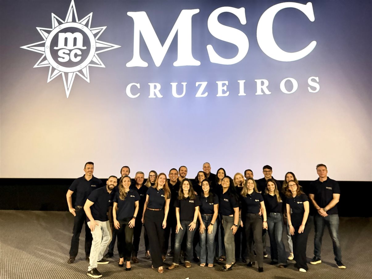 Pedro Silva, da MSC, Juliana Freitas, do Conexão Vip, Renan Uzeloto, du Uzeloto Tur, Juliana Lombardi, da JL Tour, e Fabrício Pereira, da Bless Turismo 