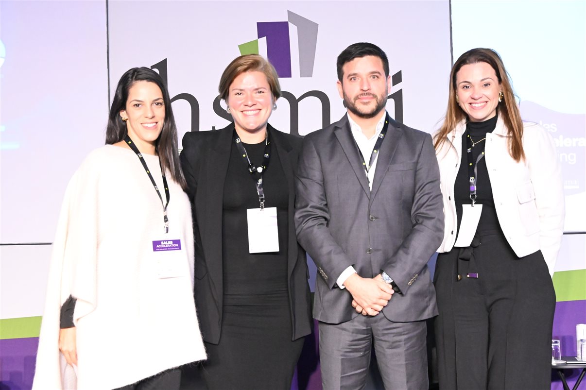 Maína Pietrobelli, da Plusgrade, Juliana Nogueira, do Grupo Wish, Ícaro Chamon, do Malai Manso Resort, e Fernanda Pini, da Atrio Hotel Management