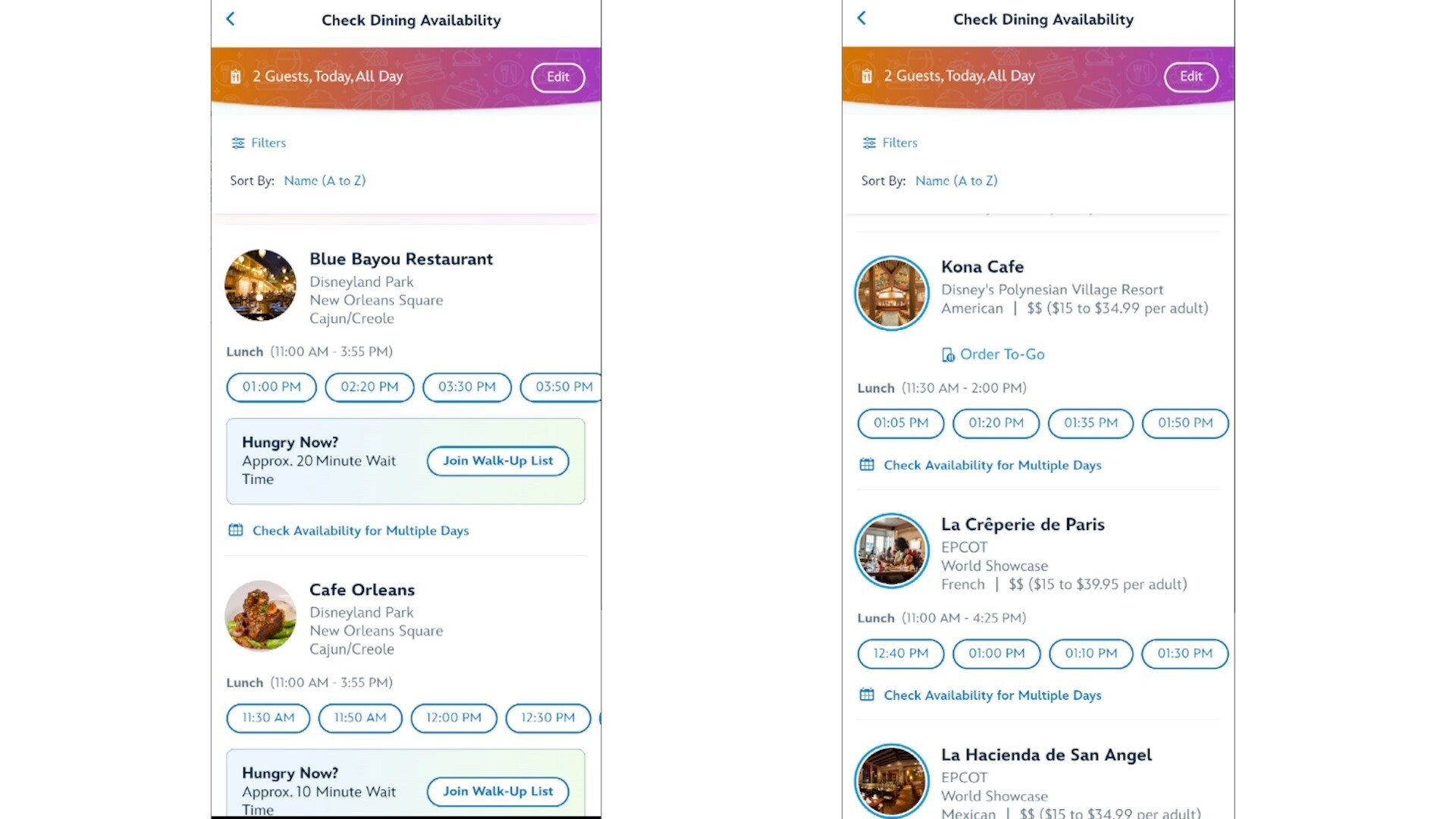 Agora é possível procurar por todas as reservas disponíveis em todos os restaurantes ao longo de um intervalo de datas
