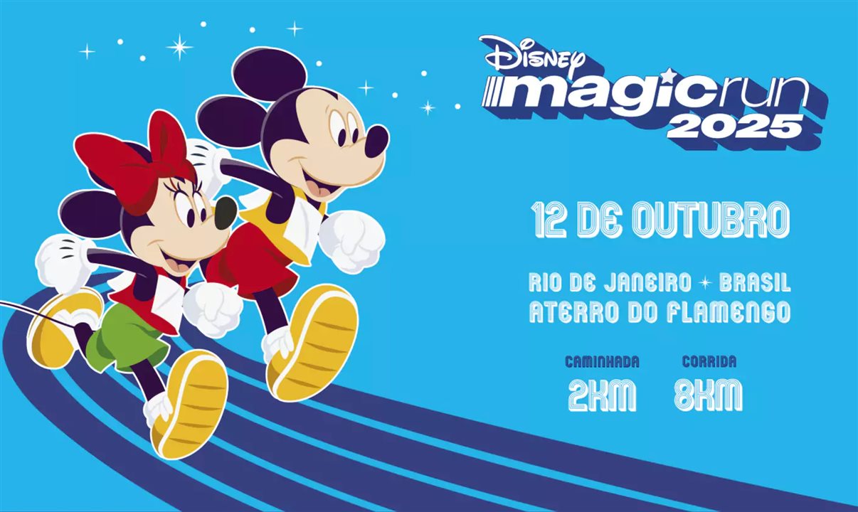 Evento terá corrida de 8 km, voltada para corredores de todos os níveis, e uma caminhada de 2 km, ideal para famílias e fãs da Disney.