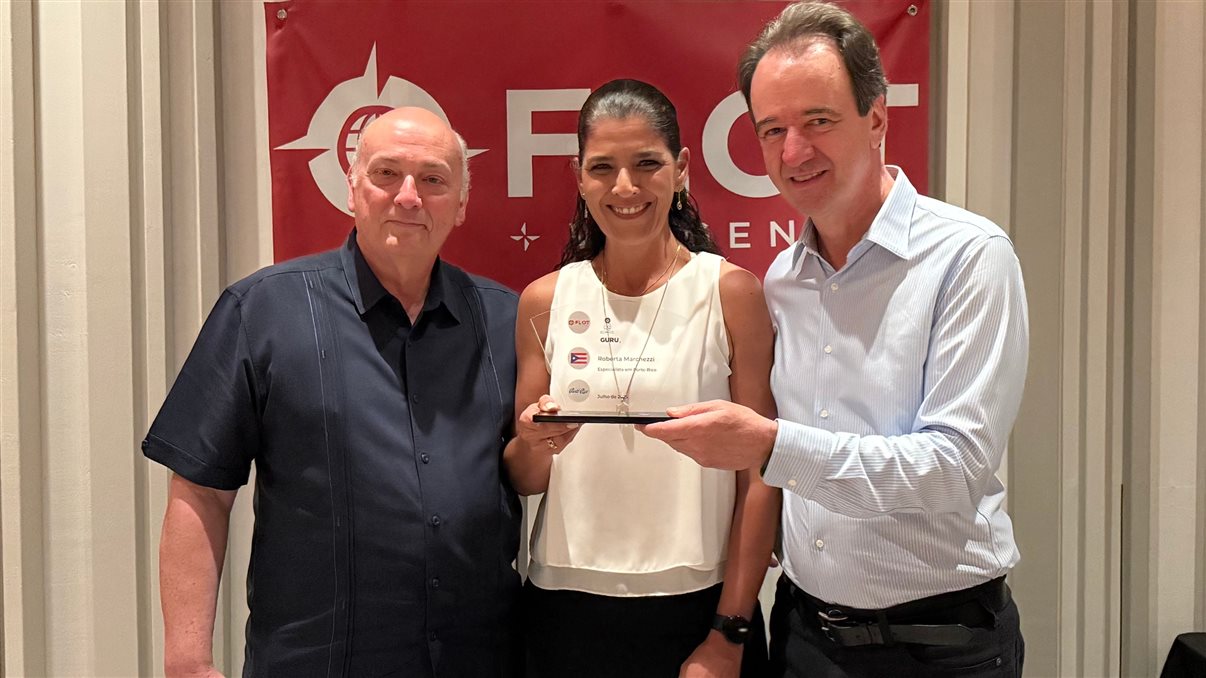 Francisco Blanch, Johanna González e Cristina Fernandes, da Discover Puerto Rico, e Eduardo Barbosa, da Flot